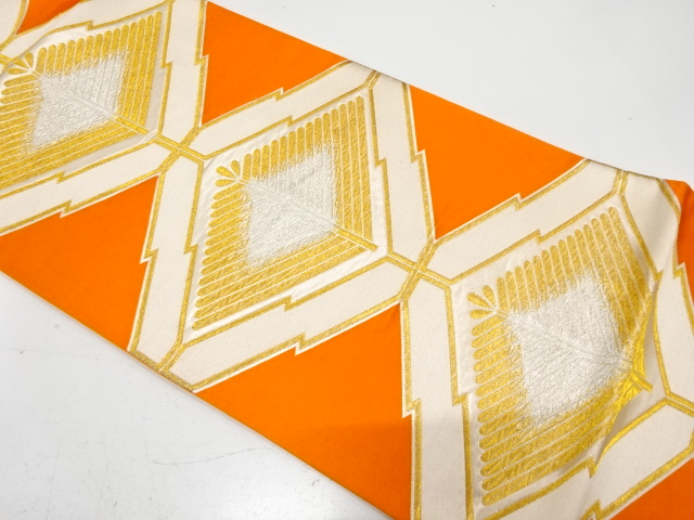 JAPANESE KIMONO / ANTIQUE FUKURO OBI / SILK / WOVEN MATSUKAWABISHI & YOUNG PINE